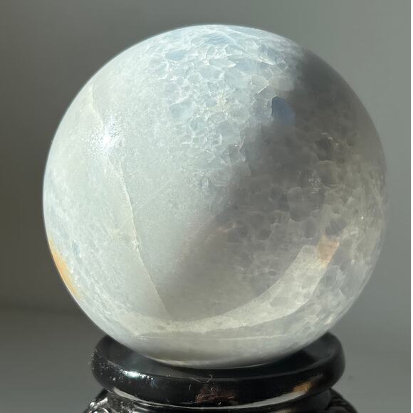 Large Blue Calcite Sphere – Over 3 lbs of Tranquil Beauty - Picture 2 of 11